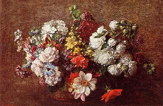 花束 Bouquet of Flowers (1882)，亨利·方丹·拉图尔