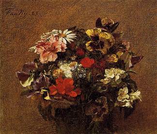 花束三色堇 Bouquet of Flowers Pansies (1883)，亨利·方丹·拉图尔