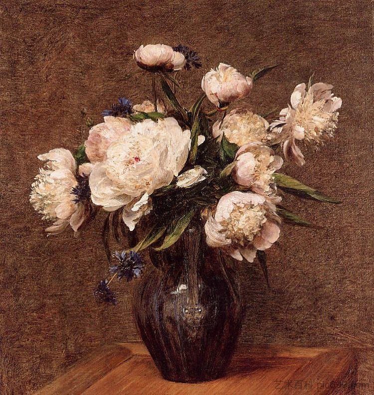 牡丹花束 Bouquet of Peonies (1878)，亨利·方丹·拉图尔