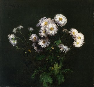 一束白菊花 Bouquet of White Chrysanthemums (1869)，亨利·方丹·拉图尔