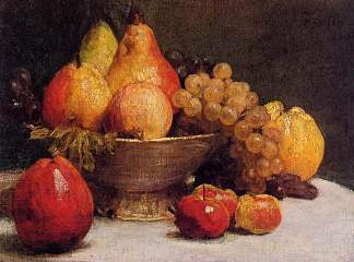一碗水果 Bowl of Fruit (1857)，亨利·方丹·拉图尔