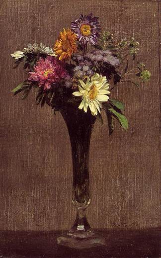 雏菊和大丽花 Daisies and Dahlias (1872)，亨利·方丹·拉图尔