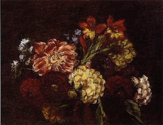 花大丽花和唐菖蒲 Flowers Dahlias and Gladiolas (1879)，亨利·方丹·拉图尔