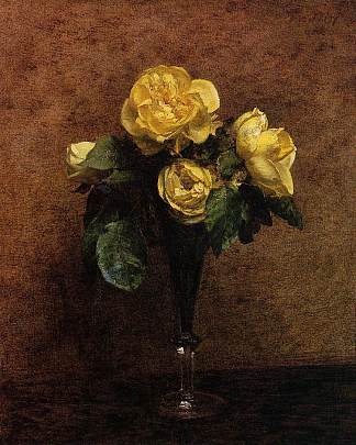 花 玫瑰 马雷夏尔·尼尔 Flowers Roses Marechal Neil (1883)，亨利·方丹·拉图尔