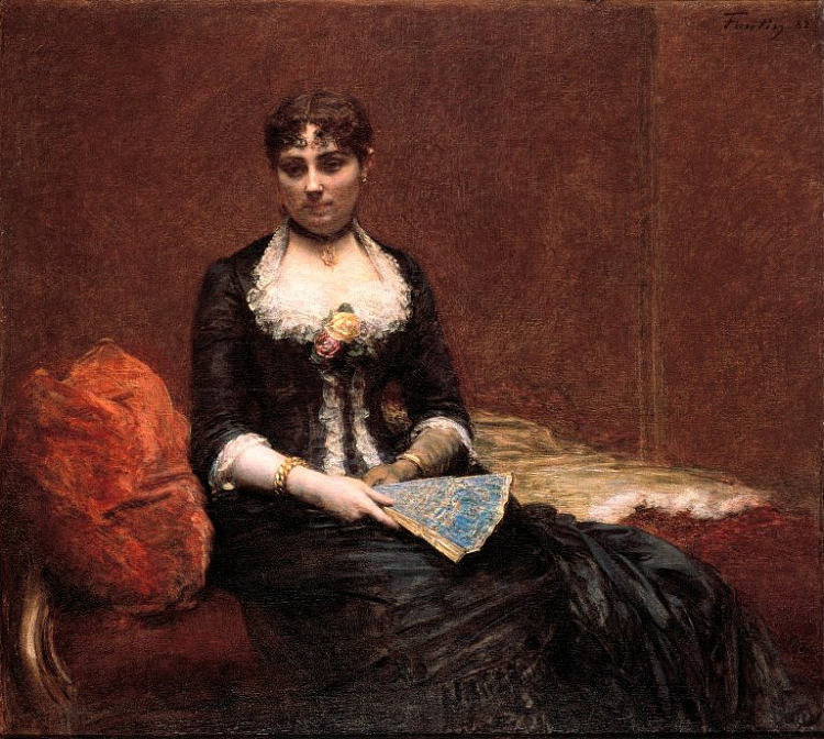 莱昂·梅特夫人的肖像 Portrait of Madame Léon Maître (c.1882)，亨利·方丹·拉图尔