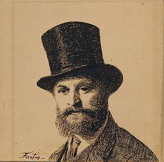 马奈画像 Portrait of Manet (1867)，亨利·方丹·拉图尔