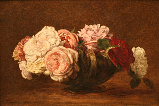 碗里的玫瑰 Roses in a Bowl (1883)，亨利·方丹·拉图尔