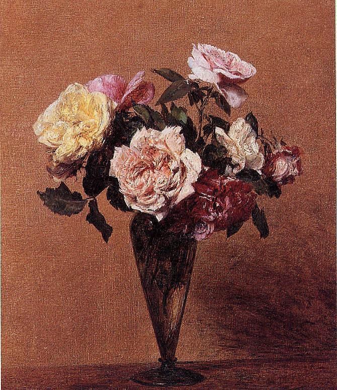 花瓶里的玫瑰 Roses in a Vase (1892)，亨利·方丹·拉图尔