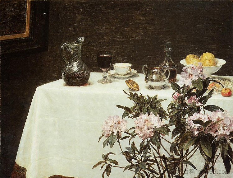 静物，桌子的一角 Still Life, Corner of a Table (1873)，亨利·方丹·拉图尔