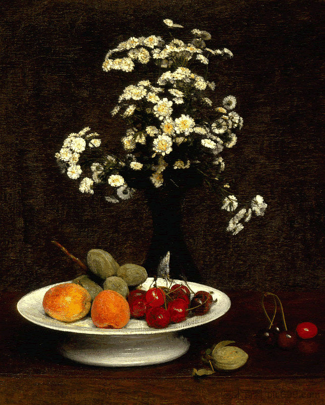 静物与鲜花 Still Life With Flowers (1864)，亨利·方丹·拉图尔