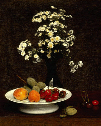 静物与鲜花 Still Life With Flowers (1864)，亨利·方丹·拉图尔