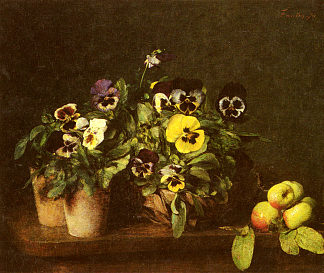 三色堇静物 Still Life With Pansies (1874)，亨利·方丹·拉图尔