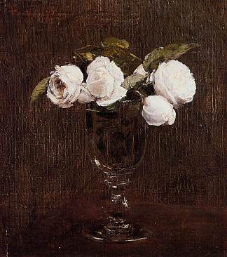 玫瑰花瓶 Vase of Roses (1872)，亨利·方丹·拉图尔