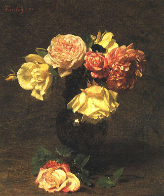白玫瑰和粉红玫瑰 White and Pink Roses，亨利·方丹·拉图尔