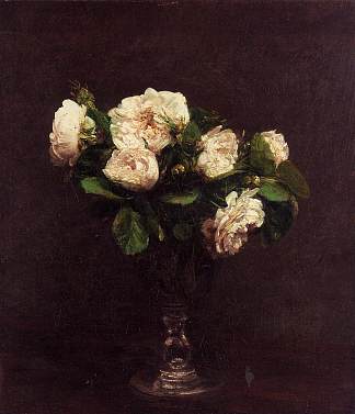 白玫瑰 White Roses (c.1875)，亨利·方丹·拉图尔