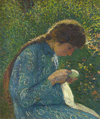 一个年轻女子在缝纫 A Young Woman Sewing，亨利马丁