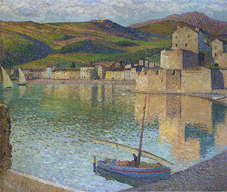 科利尤尔港的蓝船 Blue Boat in Port Collioure (1902)，亨利马丁