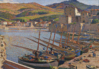 科利尤尔的船 Boats at Collioure，亨利马丁