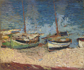 科利尤尔港的船屋 Boats in Port Collioure，亨利马丁