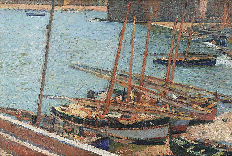 科利尤尔港的船屋 Boats in Port Collioure，亨利马丁