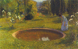 喷泉旁的女孩 Girl by a Fountain (1896)，亨利马丁