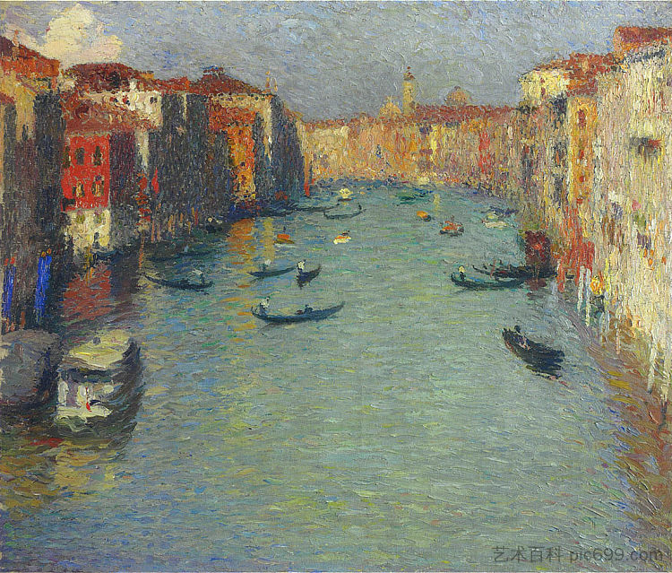 威尼斯大运河上的贡多拉 Gondolas on the Grand Canal in Venice，亨利马丁