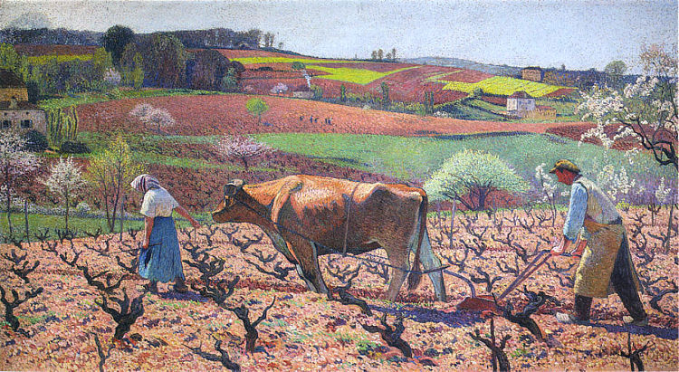 工人在凯尔西准备葡萄藤 Laborers Prepare the Vines in Quercy,亨利马丁