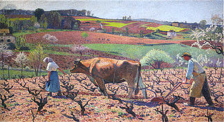 工人在凯尔西准备葡萄藤 Laborers Prepare the Vines in Quercy，亨利马丁