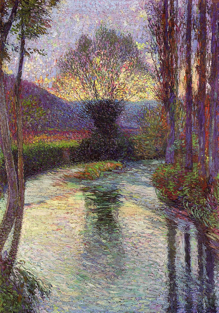 倒影柳树在绿地上 Reflected Willow on the Green (1915)，亨利马丁