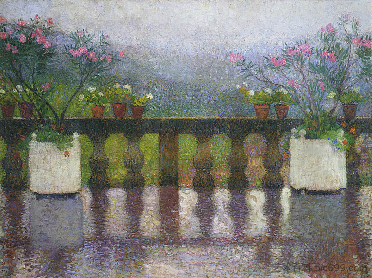 雨中的露台在马奎罗尔 Terrace in the Rain in Marquayrol，亨利马丁