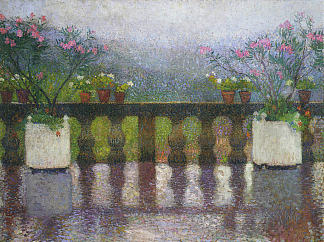 雨中的露台在马奎罗尔 Terrace in the Rain in Marquayrol，亨利马丁