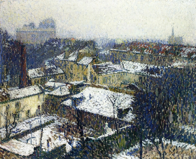 雪中的巴黎屋顶,艺术家工作室的景色 The Roofs of Paris in the Snow, the View from the Artist's Studio (1895),亨利马丁
