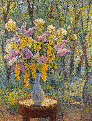 花园里的花瓶 Vase of Flowers in a Garden，亨利马丁