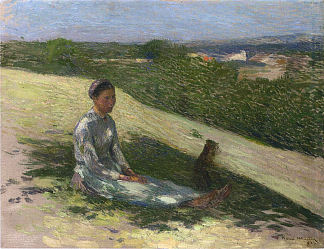 年轻的农家女孩和她的狗 Young Peasant Girl and Her Dog，亨利马丁