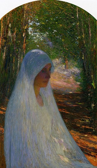 在森林里蒙着白衣的年轻女子 Young Woman Veiled in White in a Forest，亨利马丁