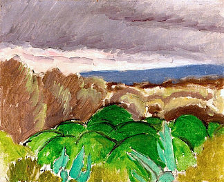 卡涅斯，暴风雨天气中的风景 Cagnes, Landscape in Stormy Weather (1917)，亨利·马蒂斯