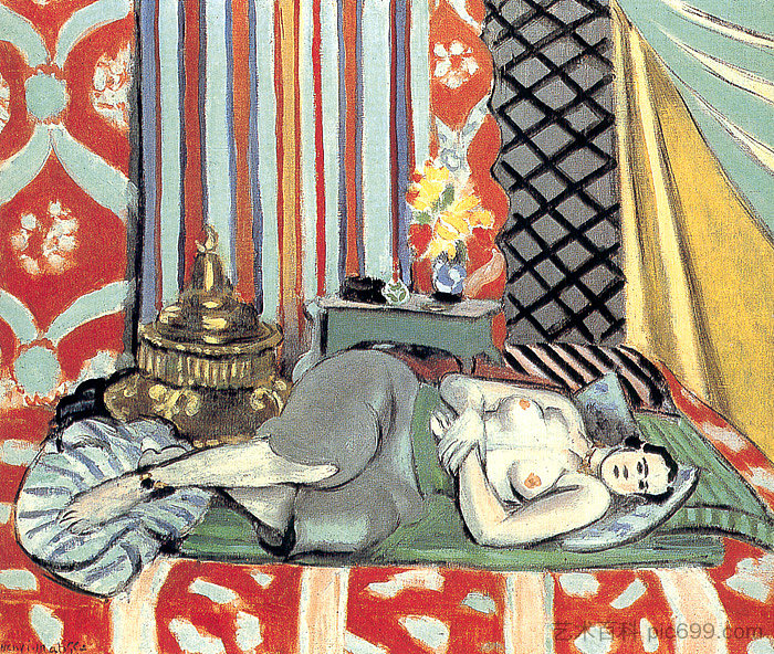 一个裸体躺在她的背上 A Nude Lying on her Back (1927)，亨利·马蒂斯