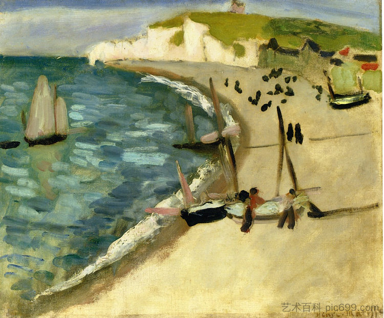 埃特雷塔的阿赫特阿蒙特悬崖 Aht Amont Cliffs at Etretat (1920),亨利·马蒂斯