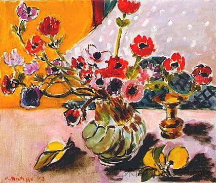 海葵和中国花瓶 Anemones and Chinese Vase (1943)，亨利·马蒂斯