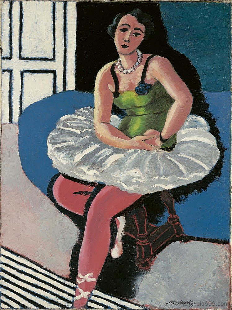 坐在凳子上的芭蕾舞演员 Ballet Dancer Seated on a Stool (1927)，亨利·马蒂斯