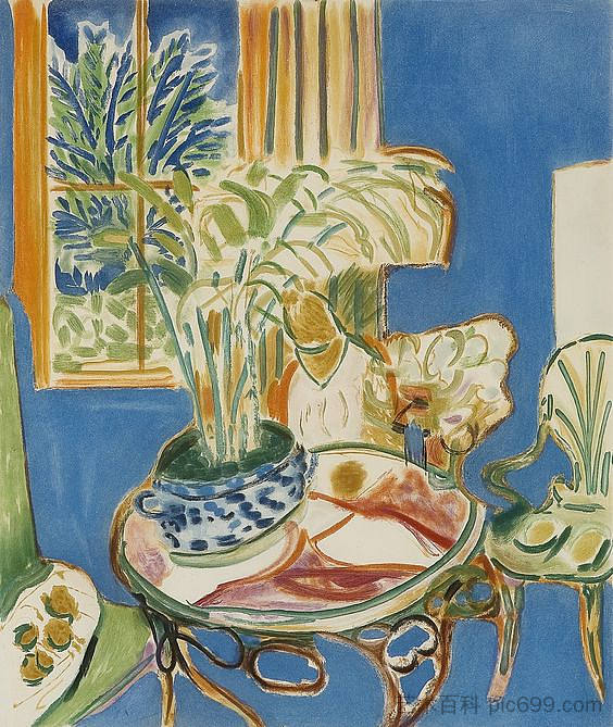 蓝色的内部 Blue Interior (1947),亨利·马蒂斯