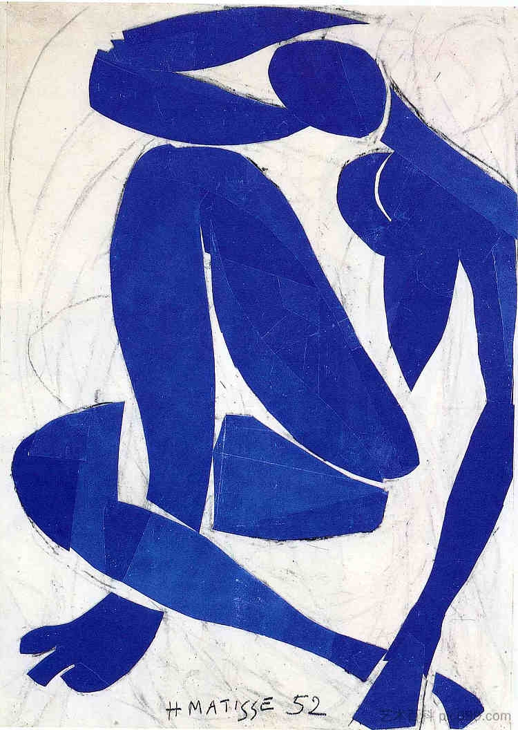 蓝色裸体IV Blue Nude IV (1952)，亨利·马蒂斯