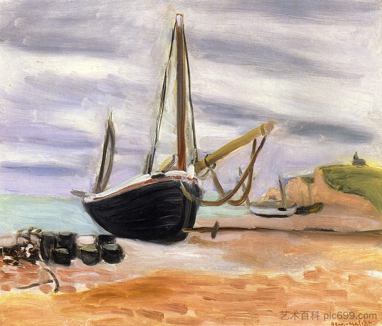 在埃特拉特的船 Boats at Etretat (1920)，亨利·马蒂斯