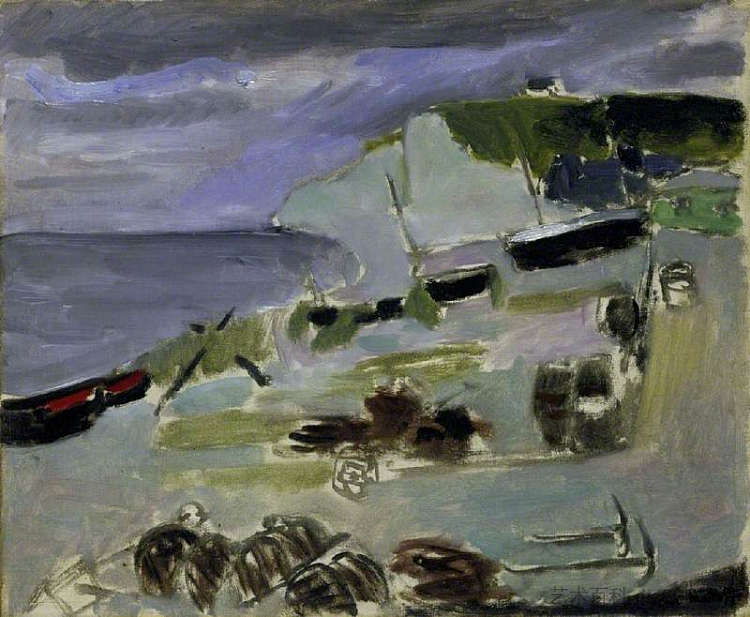 海滩上的船，埃特雷塔特 Boats on the Beach, Etrétat (1920)，亨利·马蒂斯