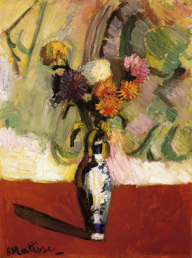 中国花瓶里的菊花 Chrysanthemums in a Chinese Vase (1902)，亨利·马蒂斯