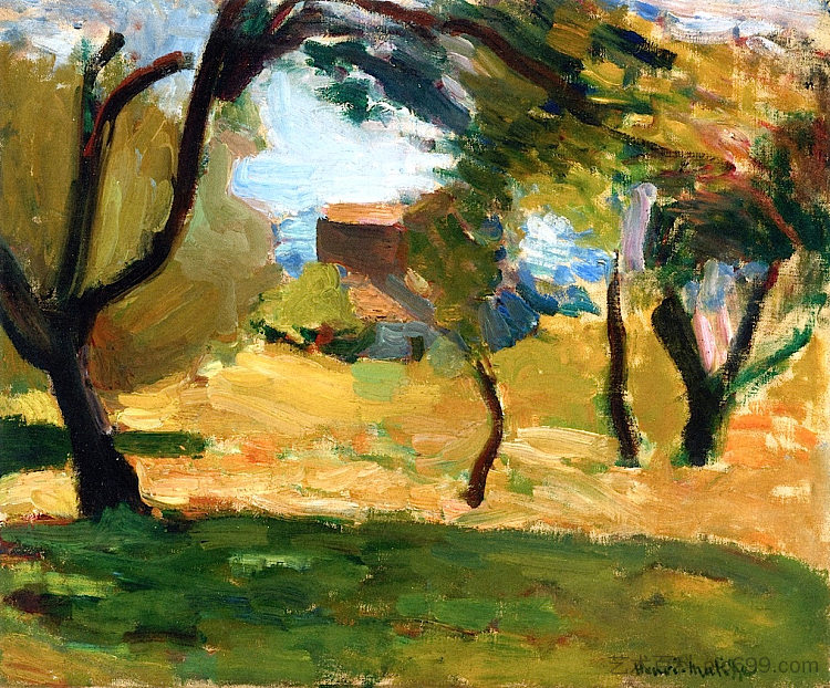 科西嘉人的风景 Corsican Landscape (1898)，亨利·马蒂斯