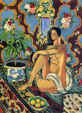 装饰背景上的装饰人物 Decorative Figure on an Ornamental Background (1925)，亨利·马蒂斯