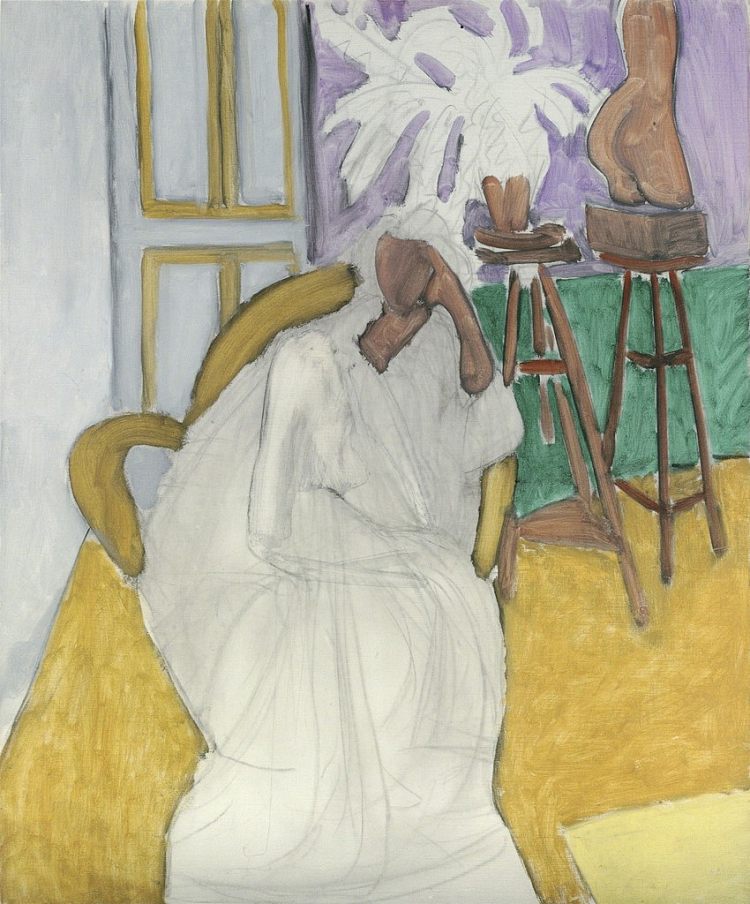 坐着的人物和希腊躯干（拉甘杜拉） Figure Assise Et Le Torse Grec (La Gandoura) (1939)，亨利·马蒂斯