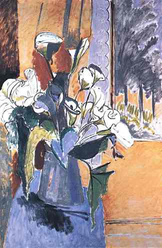 窗台上的花 Flowers on the windowsill (1912 – 1913)，亨利·马蒂斯