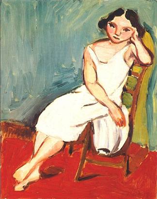 女孩坐在 Girl Seated (1909)，亨利·马蒂斯